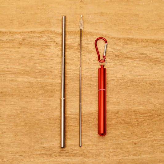 Reusable Portable Metal Straws Telescopic Foldable Stainless-Steel with Case and Cleaning Brush