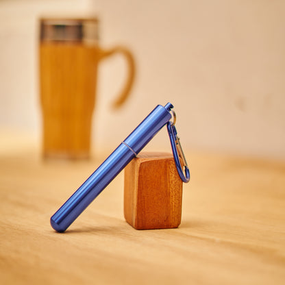 Reusable Portable Metal Straws Telescopic Foldable Stainless-Steel with Case and Cleaning Brush