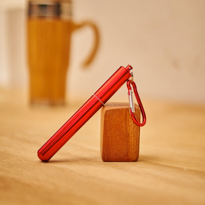 Reusable Portable Metal Straws Telescopic Foldable Stainless-Steel with Case and Cleaning Brush
