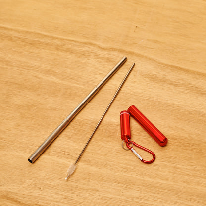 Reusable Portable Metal Straws Telescopic Foldable Stainless-Steel with Case and Cleaning Brush