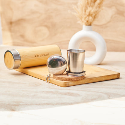EcoFreaky's Bamboo Bottle | With a Tea Filter get free Foldable Steel Glass