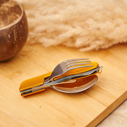 Multi-Function Foldable Fork Spoon Set | Stainless Steel Travel Picnic Cutlery Kit
