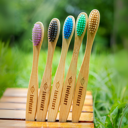 Set of 5 Eco-Friendly Kids Bamboo Toothbrushes - Soft Bristles - EcoFreaky