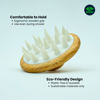 EcoFreaky Scalp Massager ergonomic wooden grip
