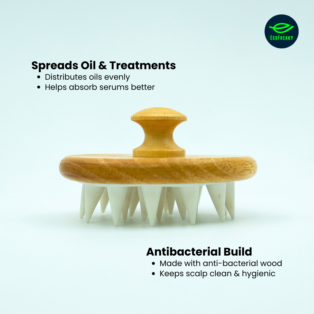 EcoFreaky Wooden Scalp Massager | Hair Growth & Dandruff Removal Tool - EcoFreaky